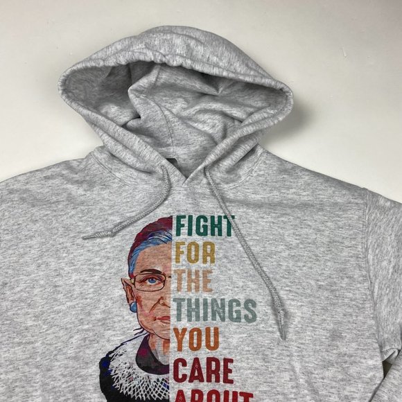 Ruth Bader Ginsburg RBG Hoodie Adult Small Gray Hooded Sweatshirt - Picture 2 of 9